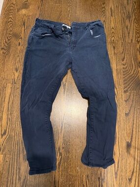 Warp + Weft Men's Relaxed Jeans in Navy Blue